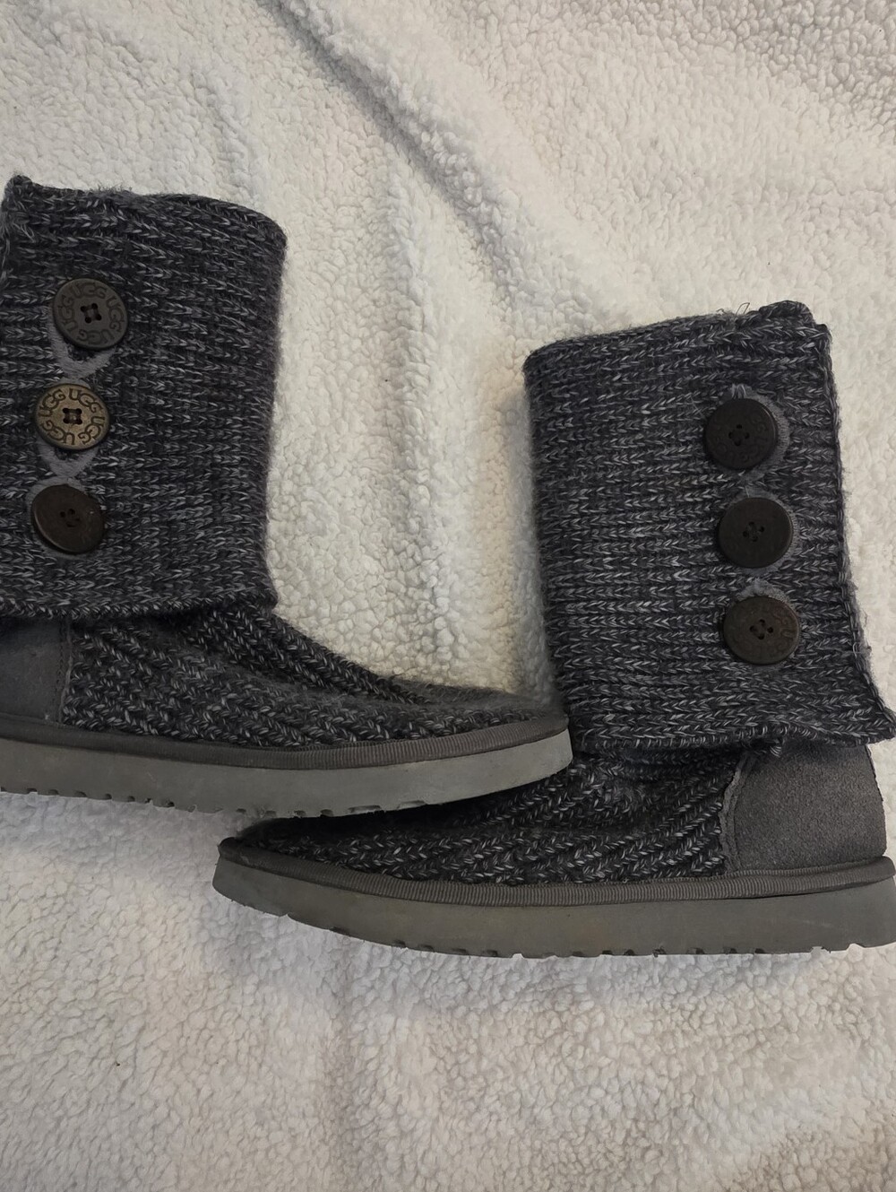 UGG Classic Cardy Heather Gray Knit Sweater Boots Size 10